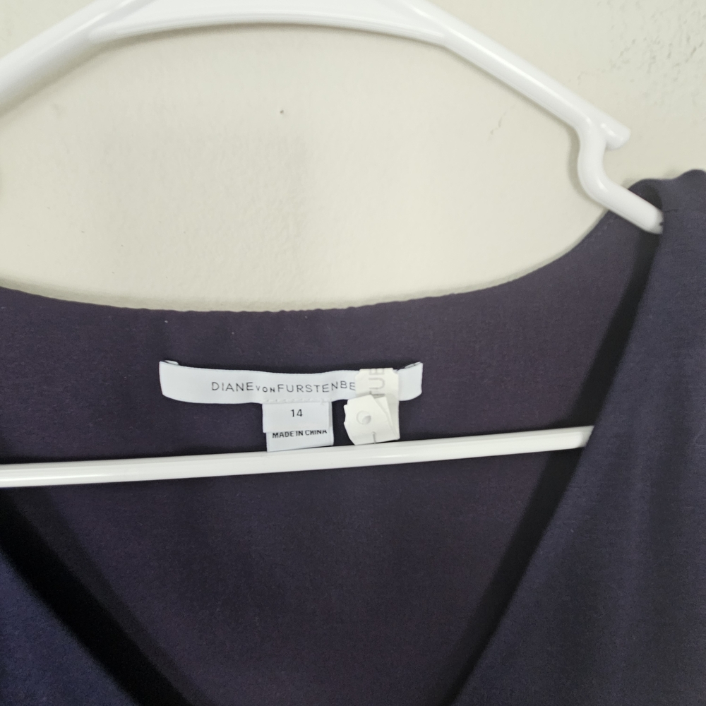 Diane Von Frustenberg Megan Classic Navy Blue Sheath Dress Size 14 - Picture 6 of 10